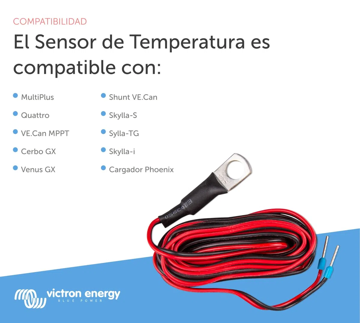 Victron Energy Sensor de Temperatura para Victron Energy Quattro, MultiPlus y GX Device