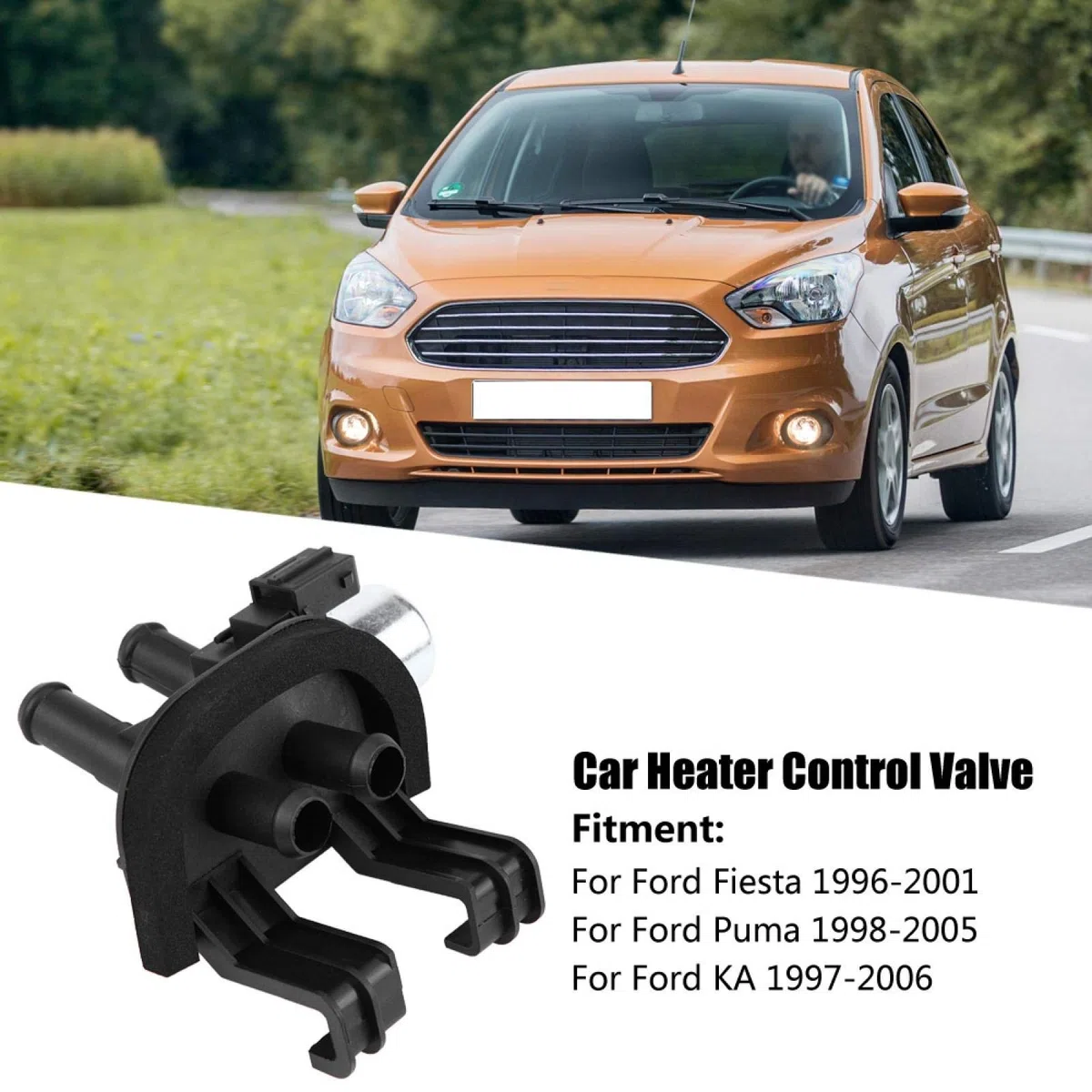 Válvula de control del calentador, Qiilu Válvula de control del calentador del coche Válvula de agua compatible con Fiesta KA Puma (Negro)