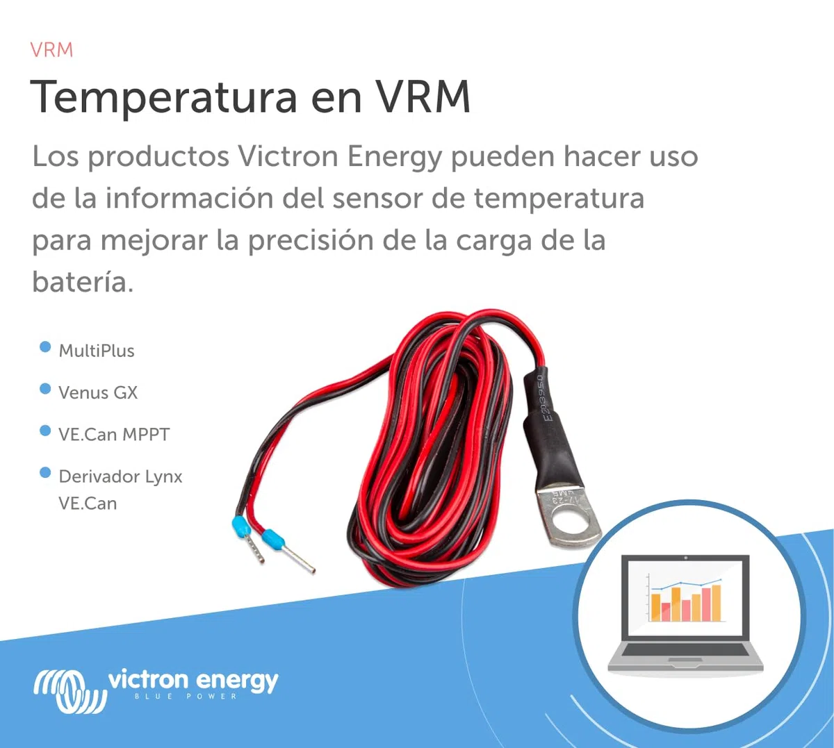 Victron Energy Sensor de Temperatura para Victron Energy Quattro, MultiPlus y GX Device