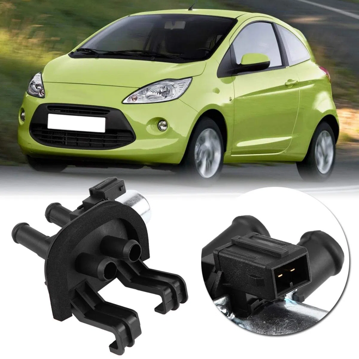 Válvula de control del calentador, Qiilu Válvula de control del calentador del coche Válvula de agua compatible con Fiesta KA Puma (Negro)