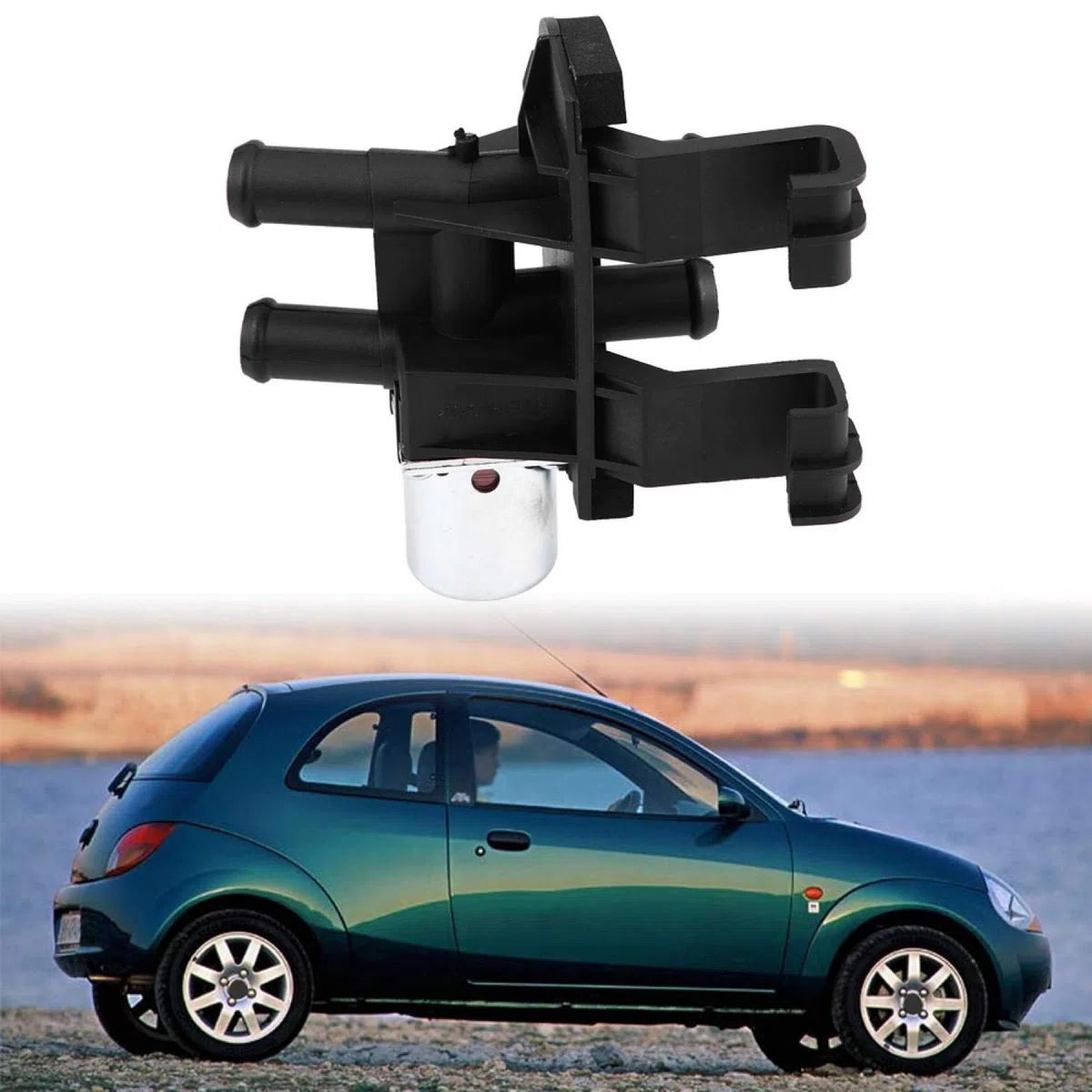 Válvula de control del calentador, Qiilu Válvula de control del calentador del coche Válvula de agua compatible con Fiesta KA Puma (Negro)