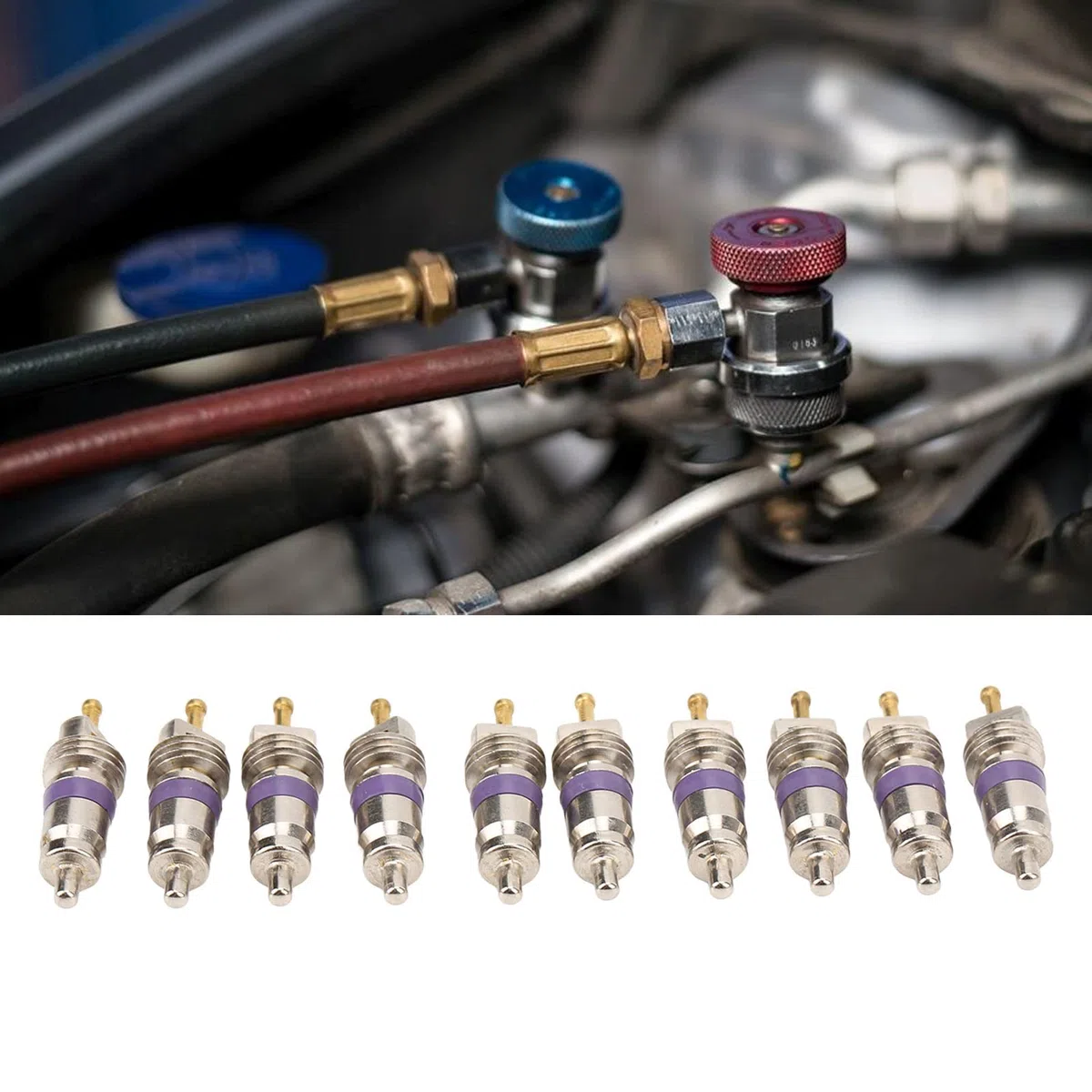 Akozon Núcleo del vástago de la válvula, Kit de Núcleo de Válvula de Aire Acondicionado de 20 Piezas, Reemplazo de Núcleo de Vástago de Válvula de Aire Acondicionado de Coche